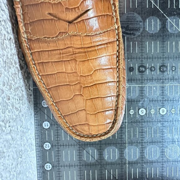 Prada Men Size 8 Brown Faux Crocodile Leather Slip On Penny Loafer Dress Shoes - Picture 13 of 13